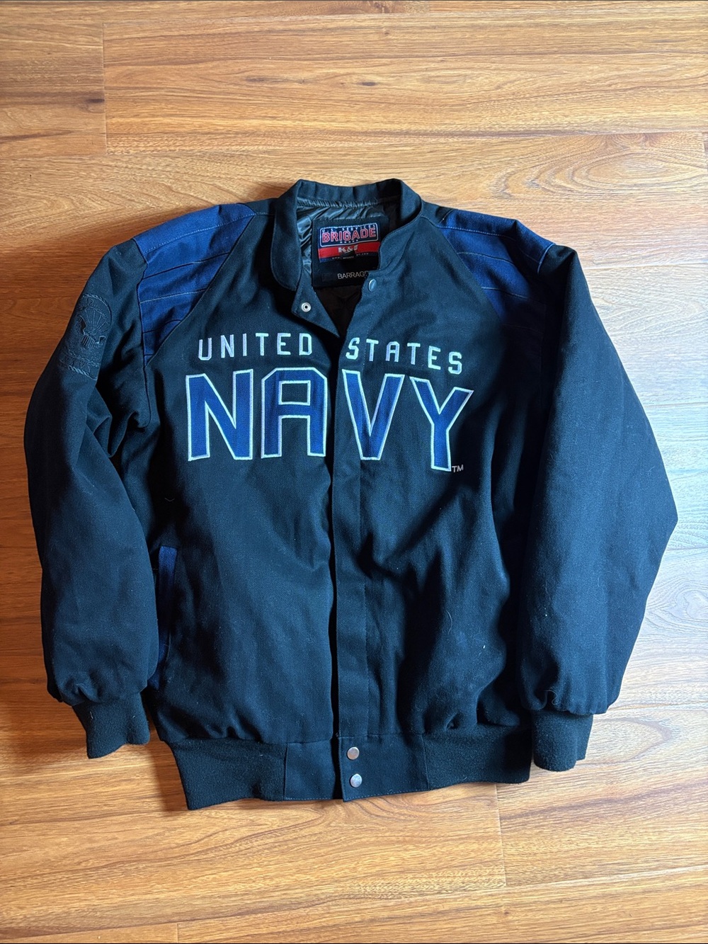 Vintage United States Navy men’s medium Black canvas Bomber Jacket